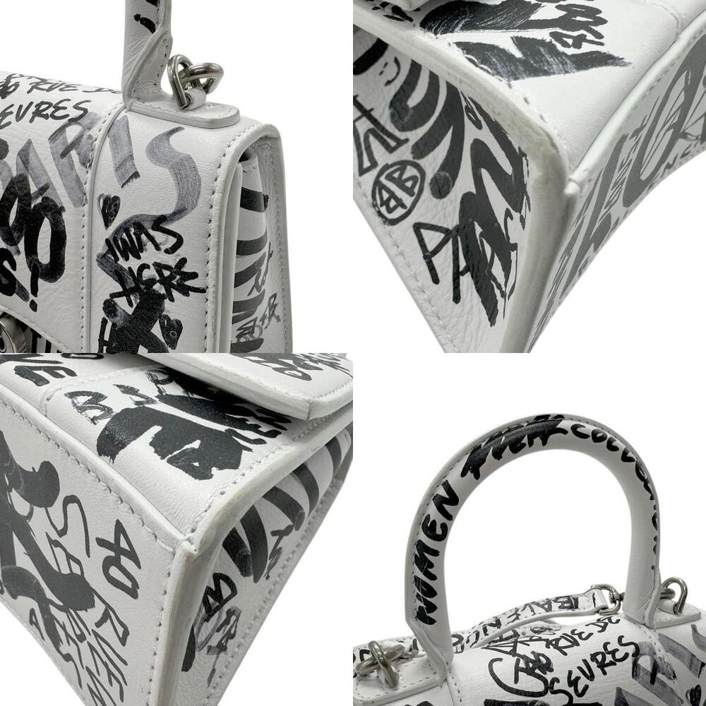 Balenciaga Hourglass XS Crossbody Bag White Black Leather - Picture 4 of 5